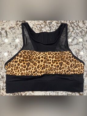 Leopard Print & Black Sports Bra - Women Intimates
